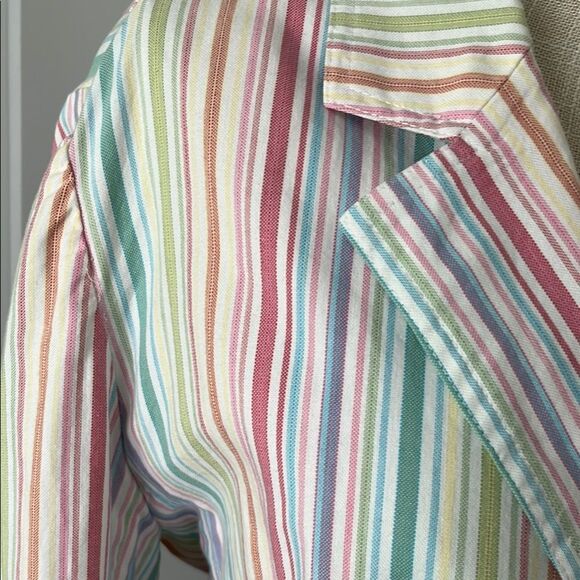 Talbots Woman Pastel Rainbow Striped Women's Blazer Freshly Dry-cleaned SZ 16W - Picture 4 of 11